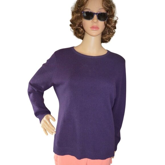 Vintage Charter Club Luxury Cashmere Purple V-Neck Sweater Womens Size S Preppy - Picture 1 of 11